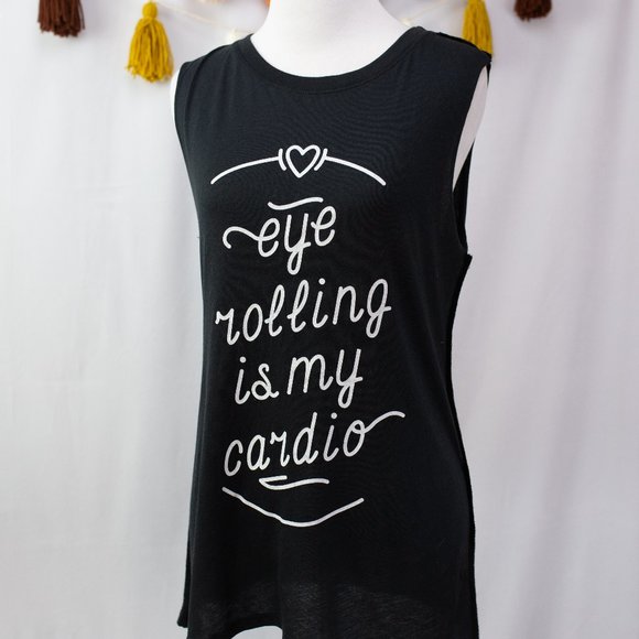 Eye Rolling is My Cardio Black Tank NWT - Picture 1 of 5
